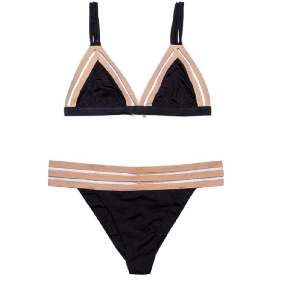 Beach Bunny Sheer Addiction Ruched Swim Bottom Black XL